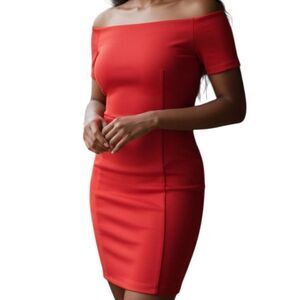 FOREVER 21 RED OFF-THE-SHOULDER MINI DRESS SZ.S